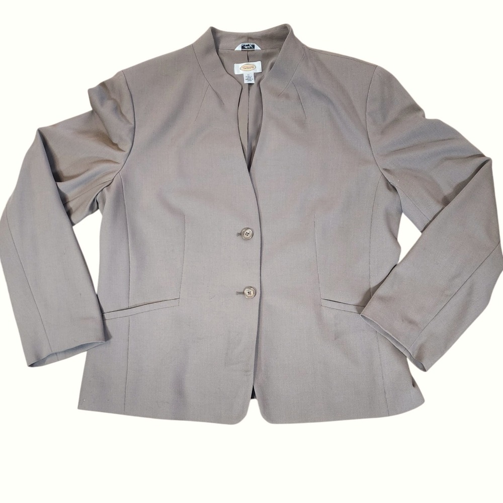 Talbots Taupe Beige Wool Blend Blazer Jacket Size 16